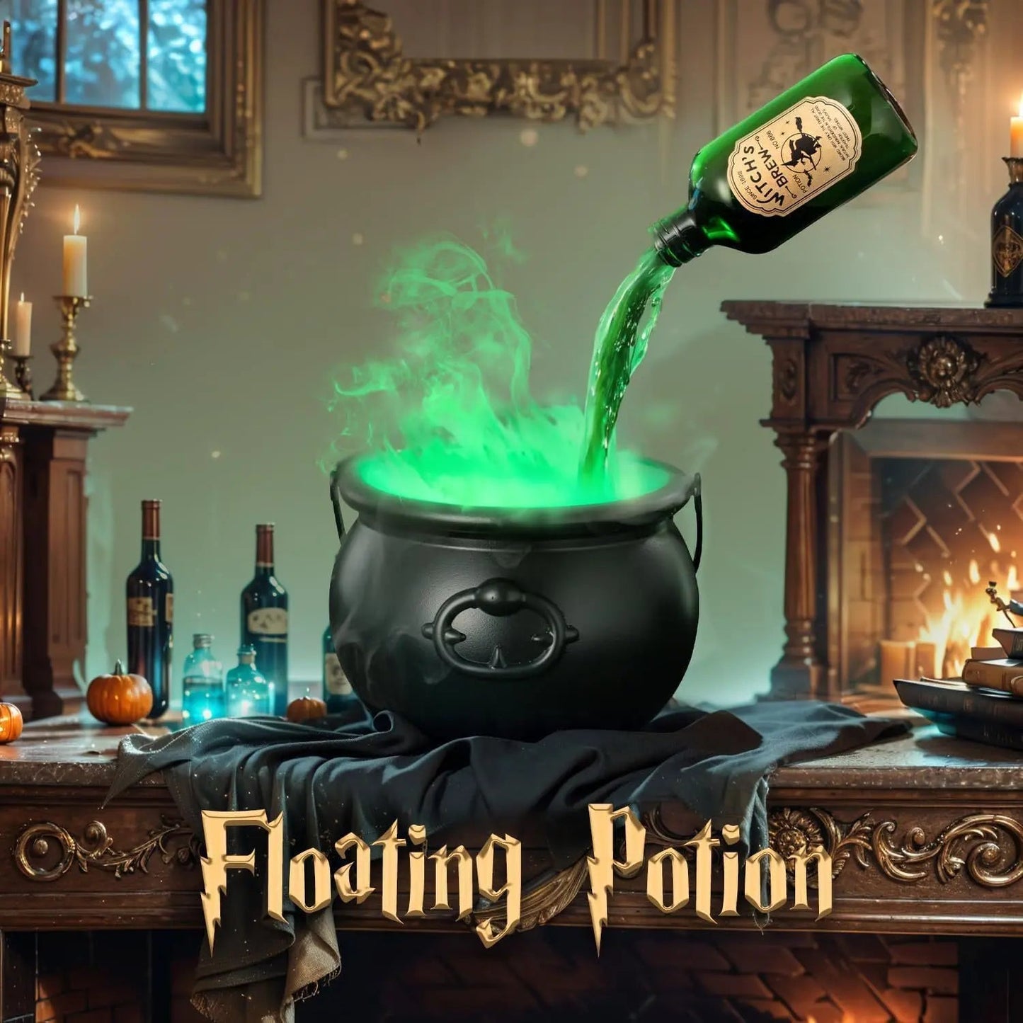 Halloween Black Wizard Bowl Magic Float Bottle And Diffuser Indoor Home Bar Magic Party Horror Ghost Props Halloween Decoration - www.Shopthatapp.com