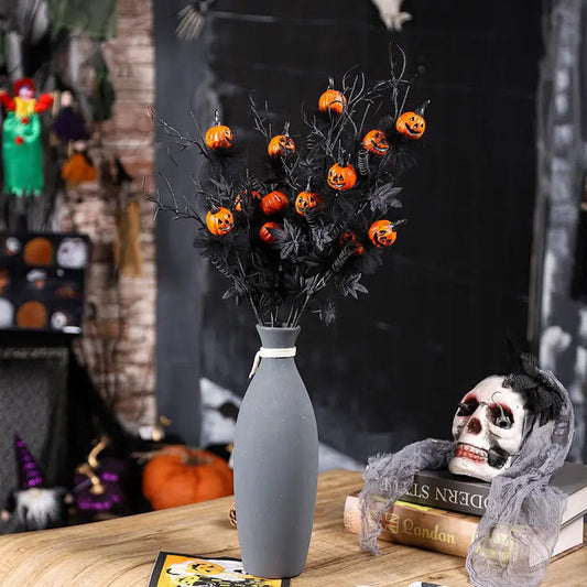 Halloween Decorations Black Horror Pumpkin Twig Cutting Bouquet - www.Shopthatapp.com #