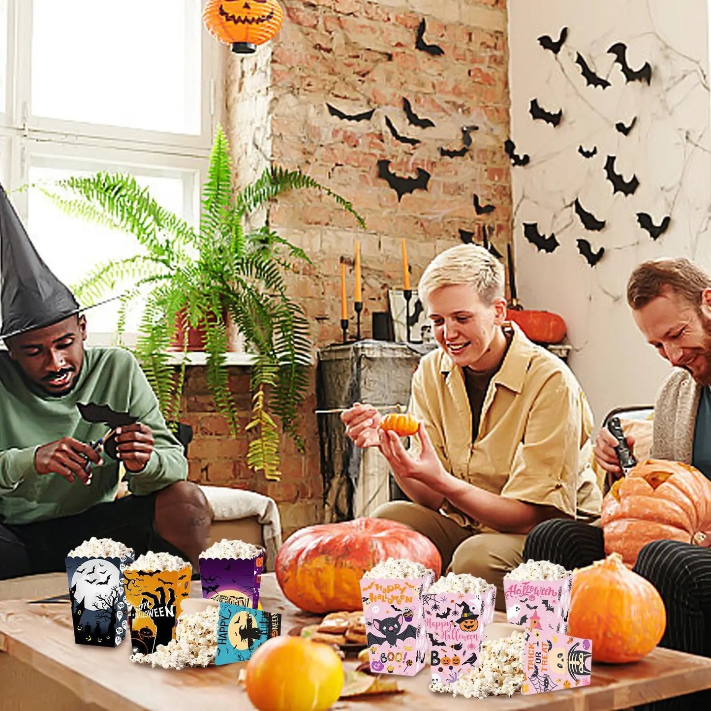 Halloween Popcorn Boxes In 3 Designs. Halloween Party Supplies In 3 Styles, 4 Of Each Style, 12 In Total - www.Shopthatapp.com