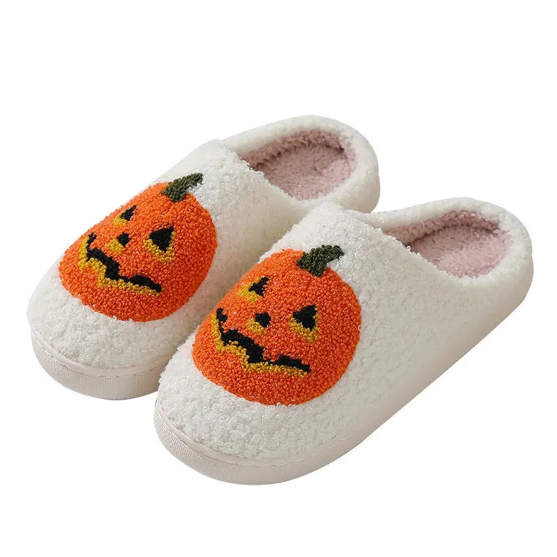 Halloween Pumpkin Cartoon Slippers Warm Winter Slippers Men And Women Couples Indoor House Shoes - www.Shopthatapp.com