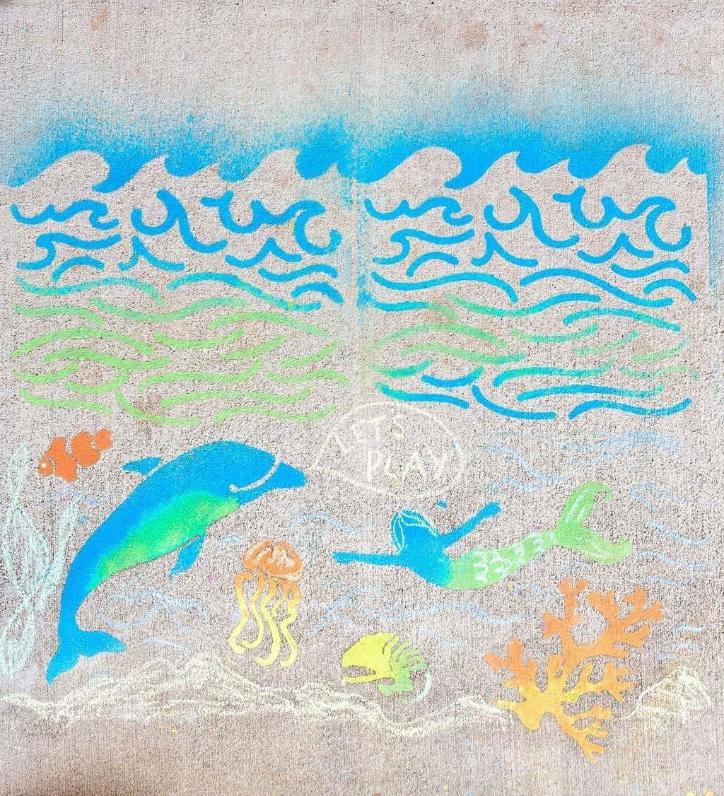 HearthSong's ChalkScapes Under-the-Sea Sidewalk Stencils & Chalk - Www.Shopthatapp.com