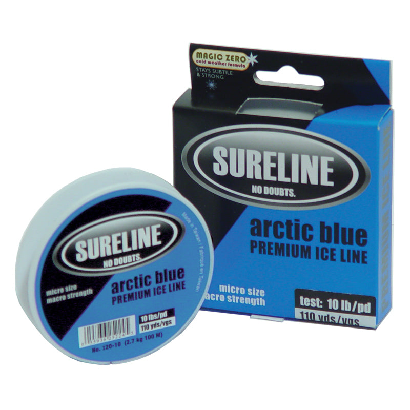 Sureline Arctic Blue Premium-Monofilament zum Eisfischen, 102 m