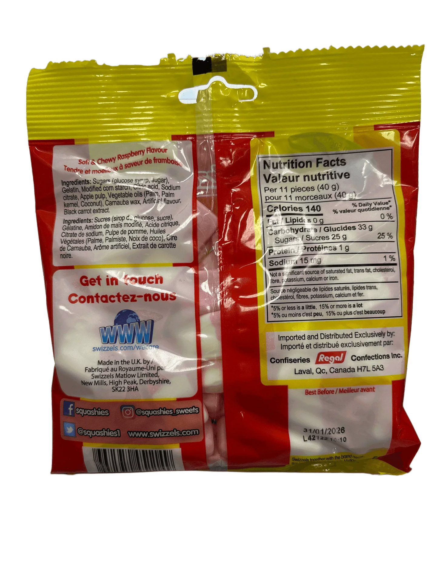 Squashies Original Raspberry Flavour 160G - U.K Edition - www.Shopthatapp.com