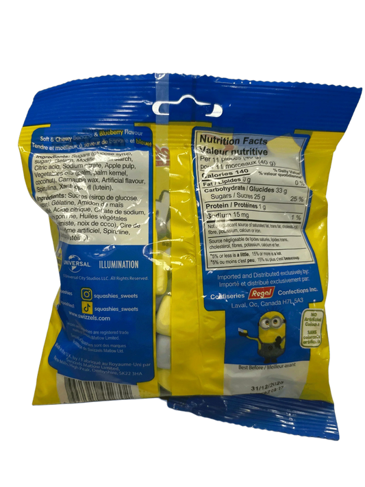 Squashies Soft & Chewy Minions Banana & Blueberry 140G - Canadian Edition - www.Shopthatapp.com