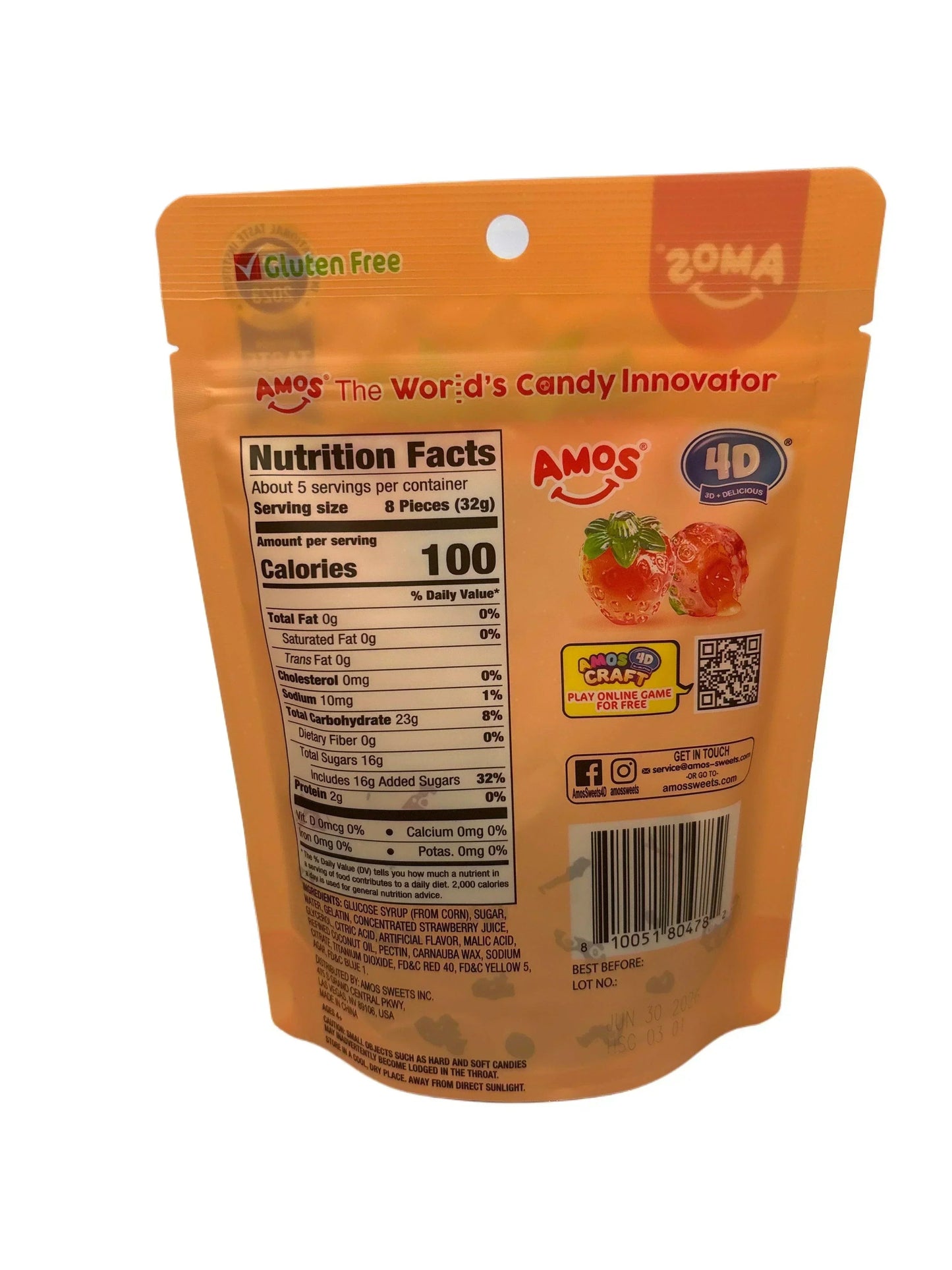 AMOS 4D Fruit Gummy Strawberry Burst Candy 6OZ - www.Shopthatapp.com