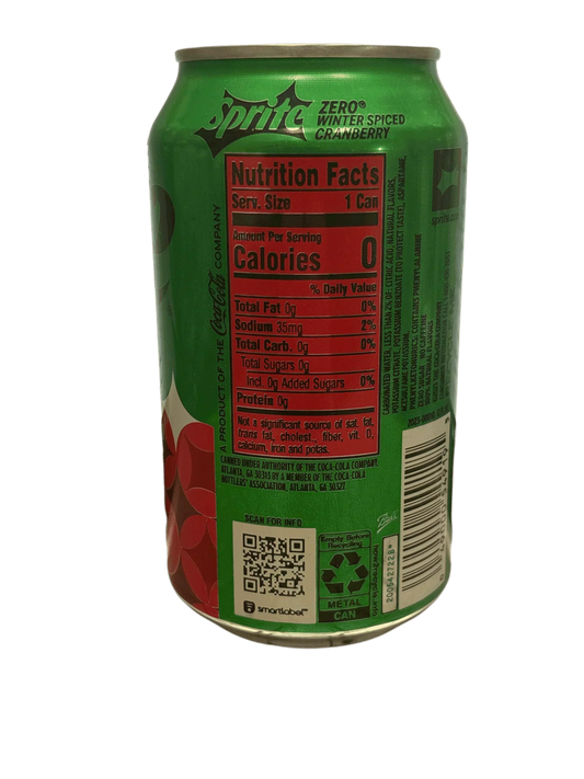 Sprite Zero Sugar Winter Spiced Cranberry Can 355ML BB FEB03/25 - www.Shopthatapp.com