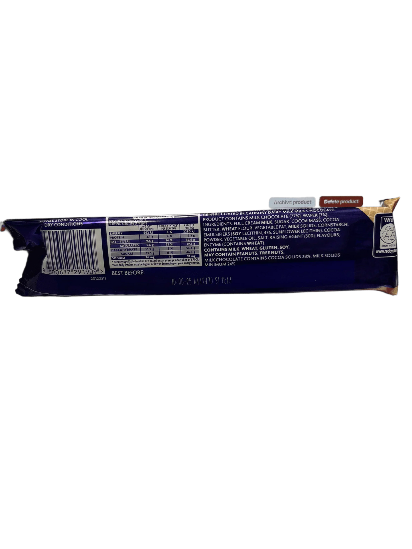 Cadbury Twirl Breakaway Wafer Share Pack 58G BB 06/25 - Australian Edition - www.Shopthatapp.com