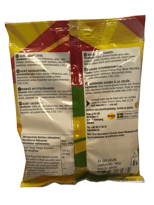 BUBS Godis Sur SKALLE Candy Bag 90G - Swedish Edition - www.Shopthatapp.com