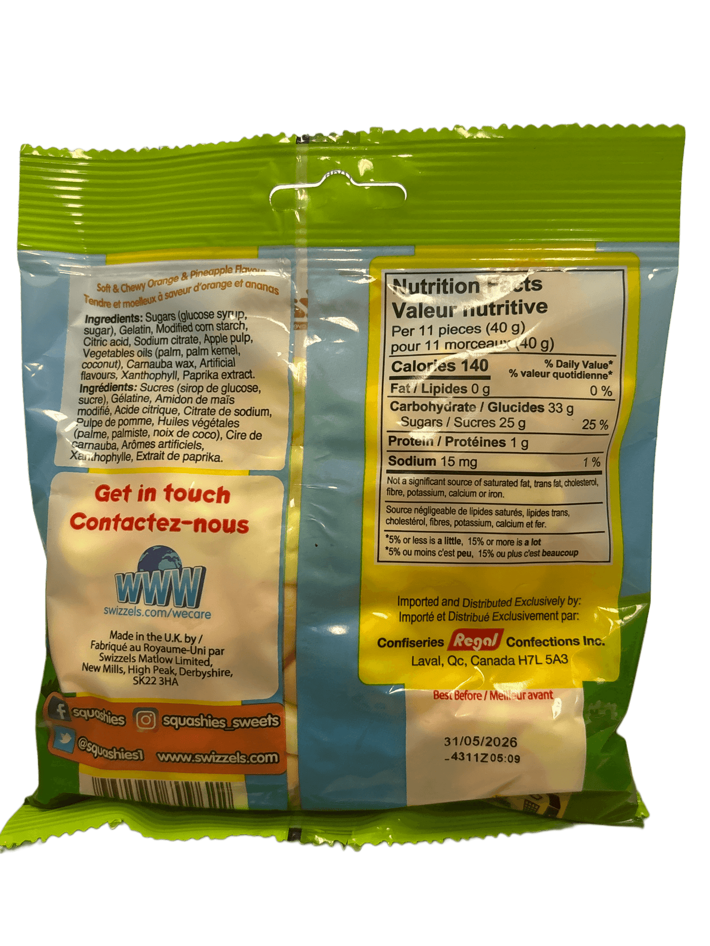 Squashies Easter Orange & Pineapple Candy Bag 160G - www.Shopthatapp.com