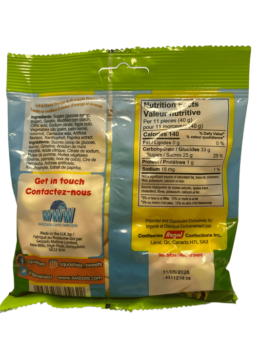 Squashies Easter Orange & Pineapple Candy Bag 160G - www.Shopthatapp.com