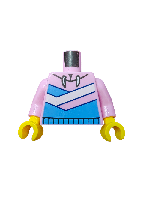 LEGO® 6382240 Torso, Pink Hoodie with Blue and White Stripes - UB1089 - www.Shopthatapp.com