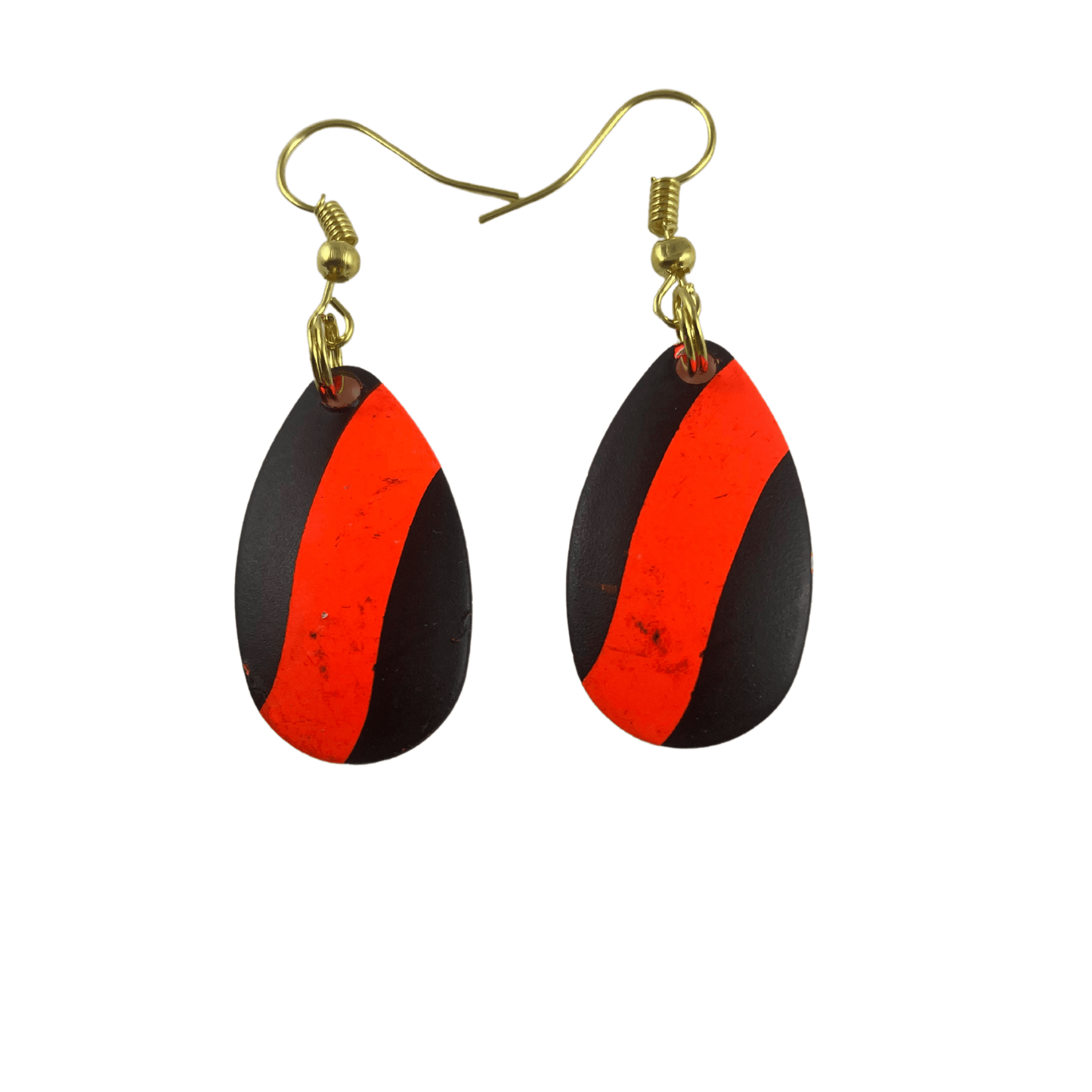 Boucles d'oreilles à lame tournante rayée orange et noire de l'Indiana