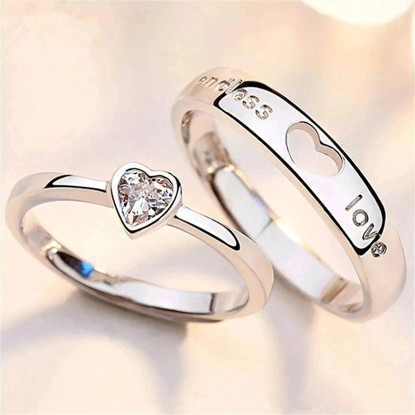 Japanese & Korean Style Unisex Heart To Heart Love Ring - www.Shopthatapp.com
