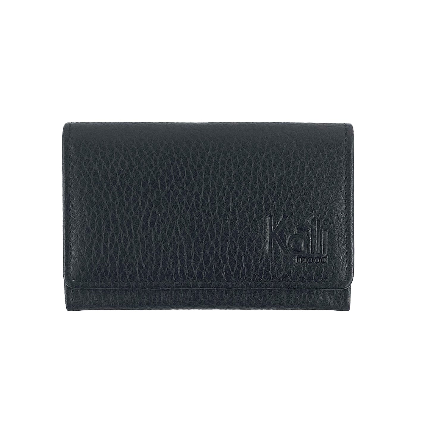 K0004AB | P/Biglietti da Visita/Carte di Credito in Vera Pelle pieno fiore, grana dollaro - Colore Nero - Dimensioni: cm 10 x 6 x 2 - Confezione: Gift Box rigido fondo/coperchio - www.Shopthatapp.com