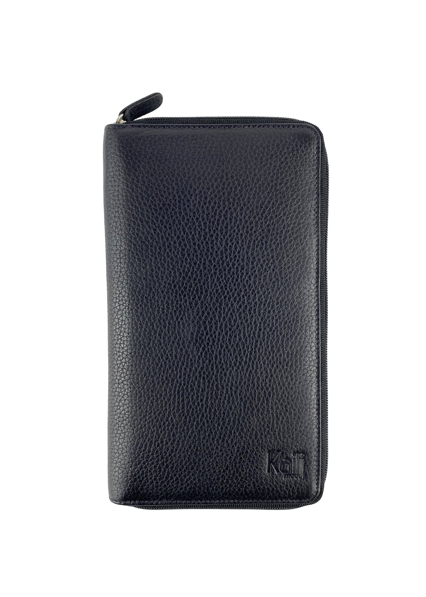 K0005AB | Portadocumenti da Viaggio in Vera Pelle pieno fiore, grana dollaro – Colore Nero – Maße: cm 12,5 x 22 x 2 – Verpackung: Sacchetto Tnt