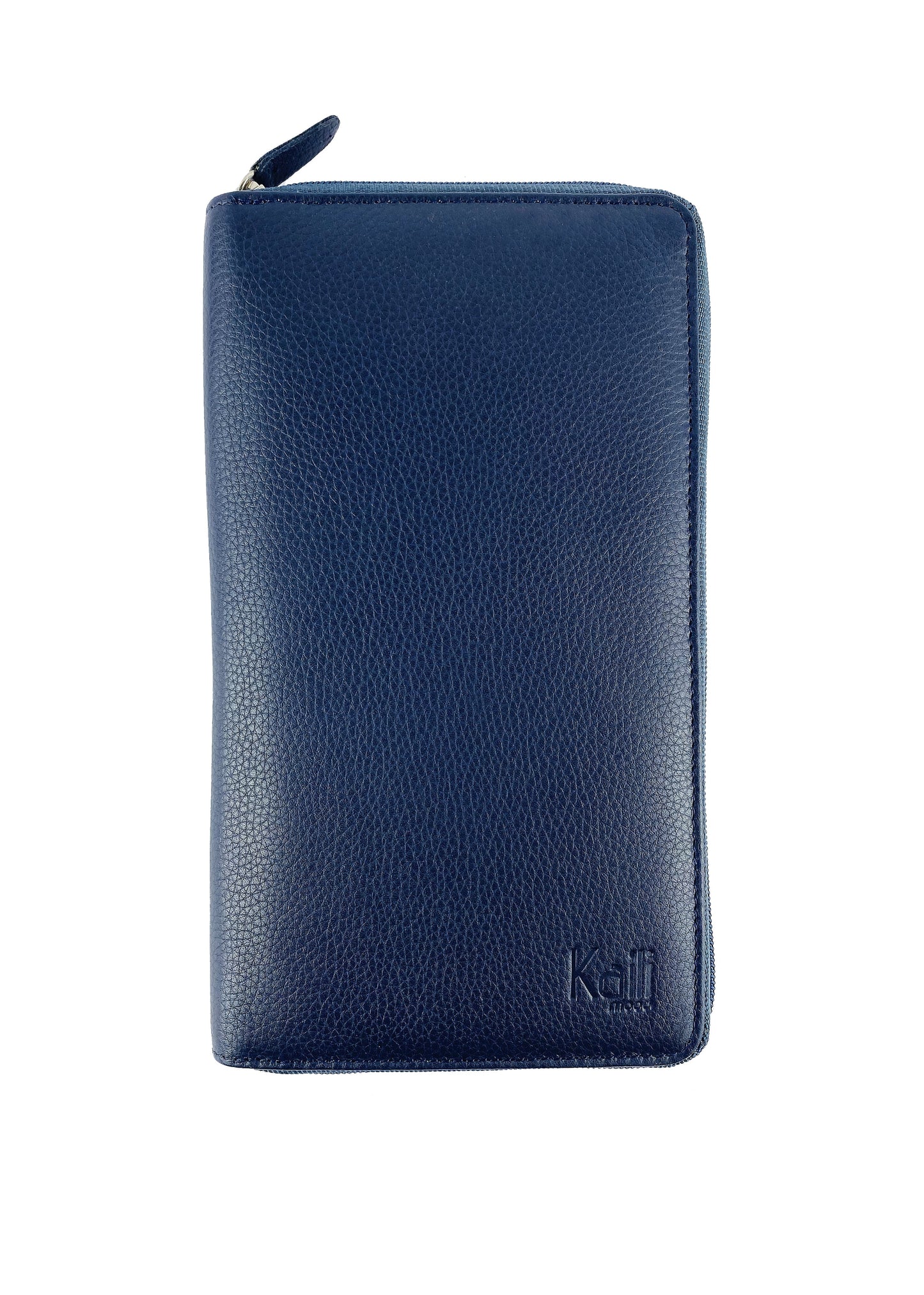 K0005DB | Portadocumenti da Viaggio in Vera Pelle pieno fiore, grana dollaro - Colore Blu - Dimensioni: cm 12,5 x 22 x 2 - Confezione: Sacchetto Tnt
