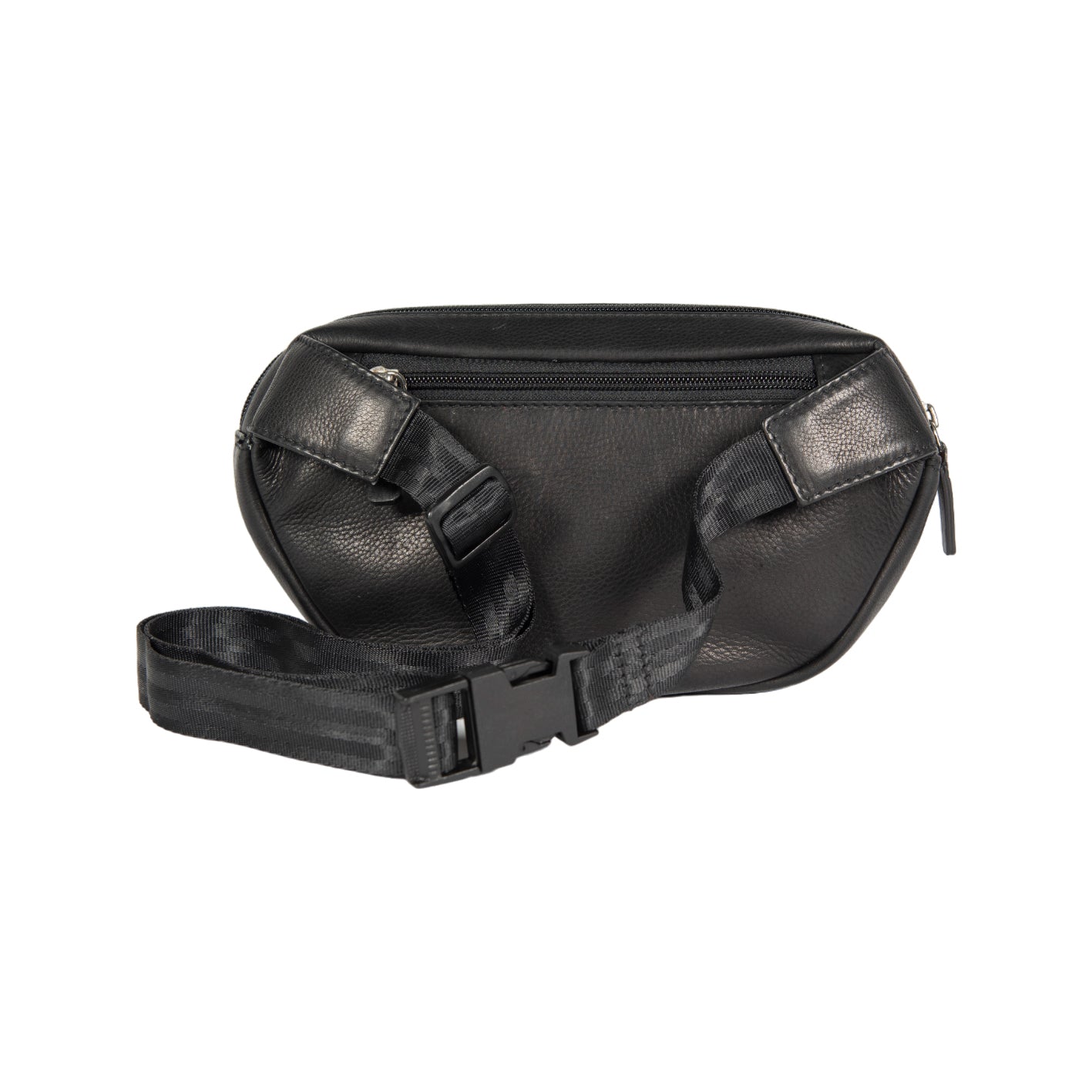 K0012AB | Marsupio in Vera Pelle pieno fiore, con leggera grana. 4 tasche con chiusura con lampo. Accessoires Nickel Lucido. Couleur Noir. Dimensions: cm 25 x 13 x 5,5.Confezione: Sacchetto Tnt