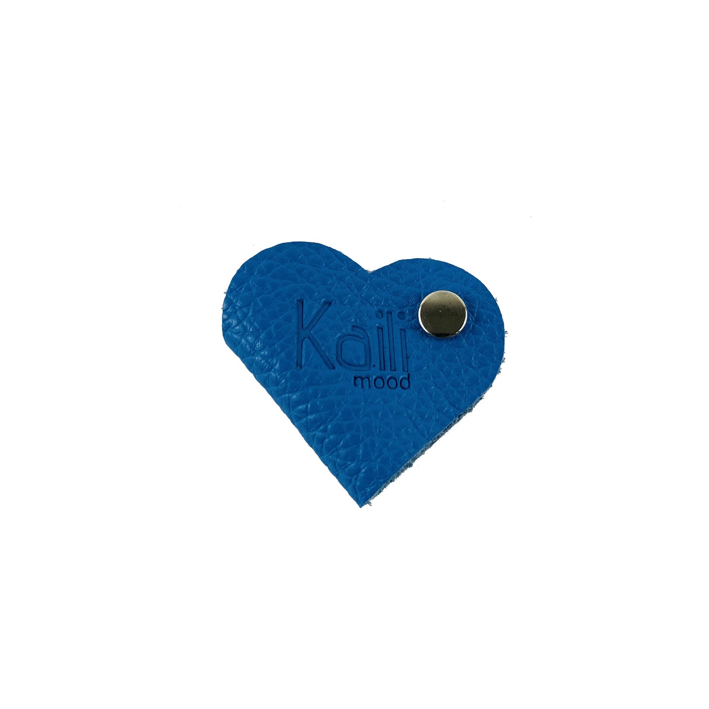 K0039OB | Avvolgicavo Cuore Made in Italy in Vera Pelle pieno fiore, grana dollaro - Colore Azzurro - Dimensioni: cm 5 x 8 x 0,5 - Confezione: Gift Box rigido fondo/coperchio - www.Shopthatapp.com