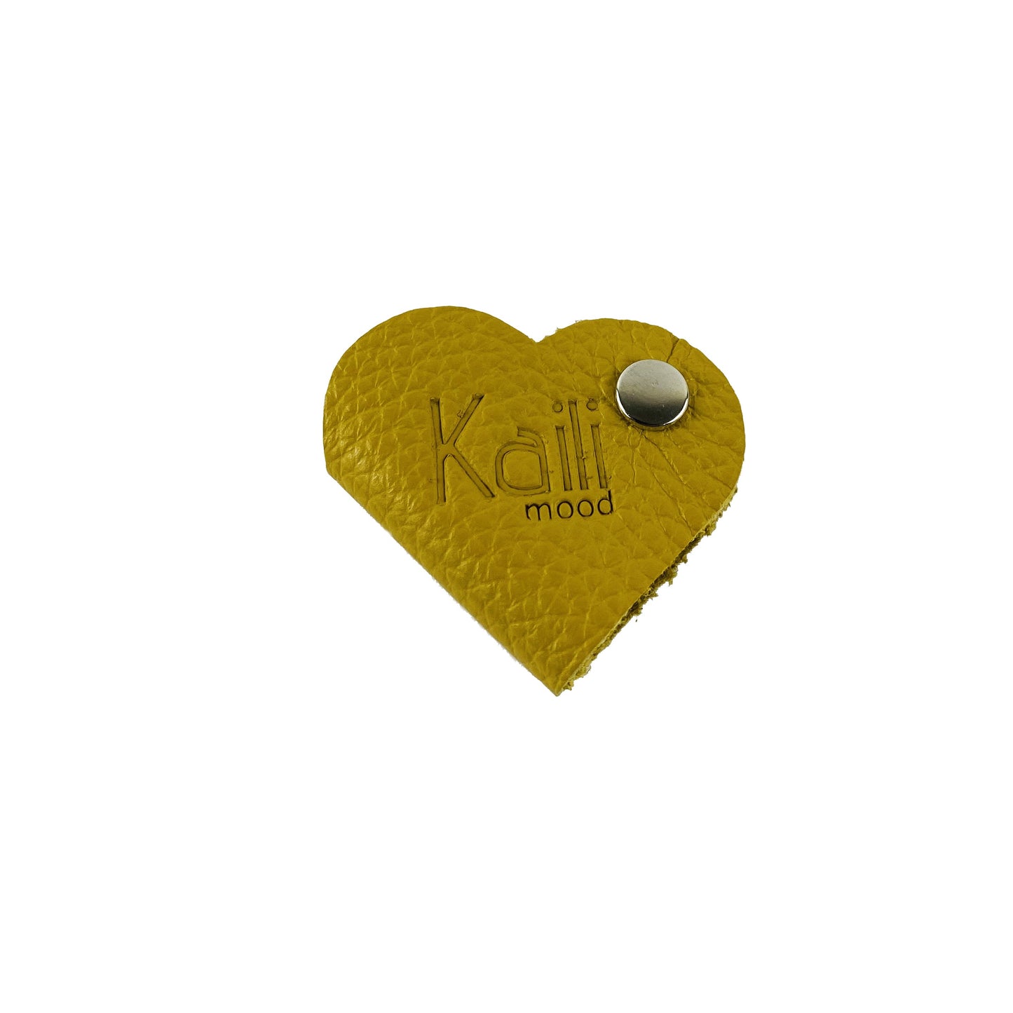 K0039RB | Avvolgicavo Cuore Made in Italy in Vera Pelle pieno fiore, grana dollaro – Gelbe Farbe – Maße: cm 5 x 8 x 0,5 – Konfektion: Geschenkbox starrer Fondo/Coperchio