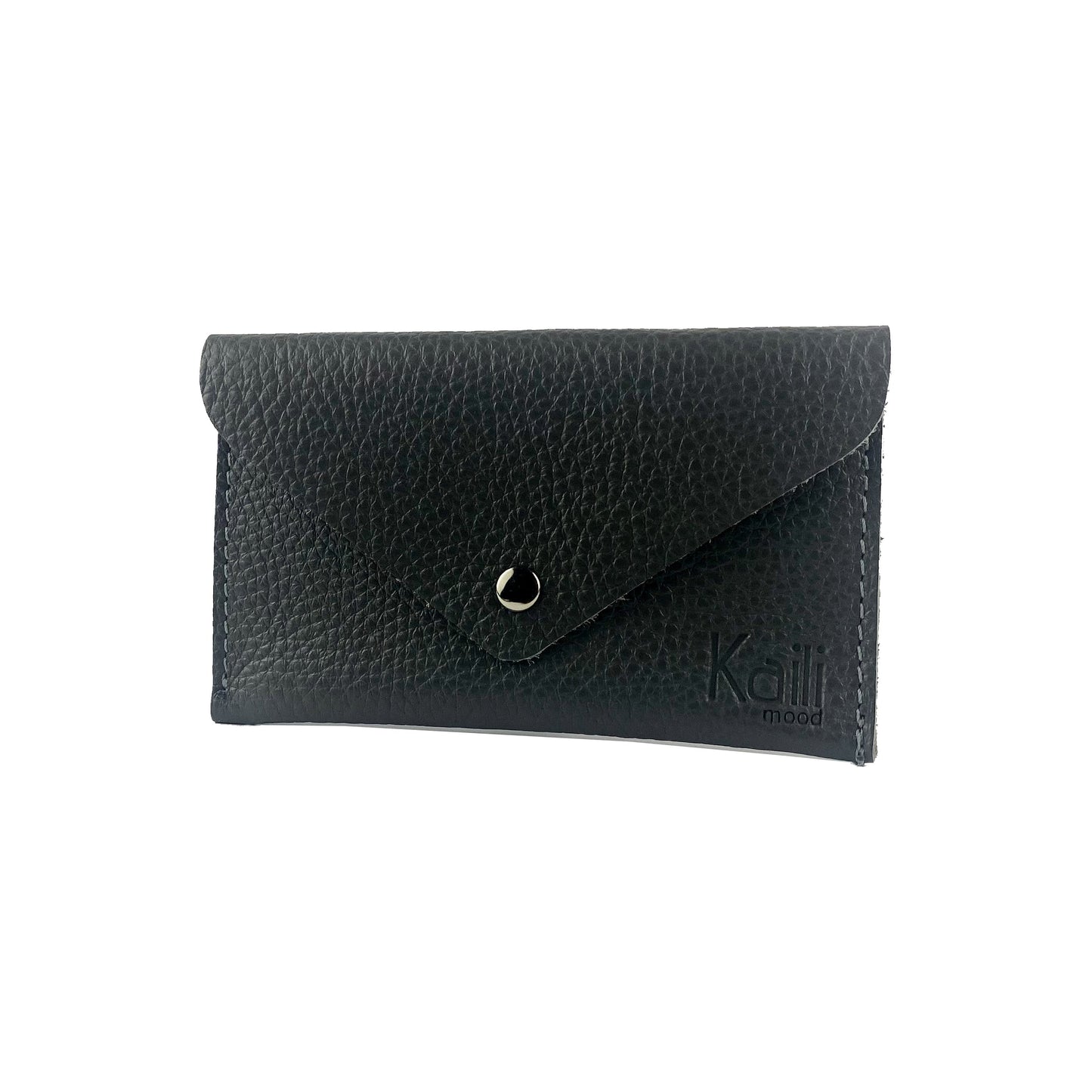K0040AB | Bustina con pattina Made in Italy in Vera Pelle pieno fiore, grana dollaro - Colore Nero - Dimensioni: cm 13 x 8 x 0,5 - Confezione: Gift Box rigido fondo/coperchio - www.Shopthatapp.com