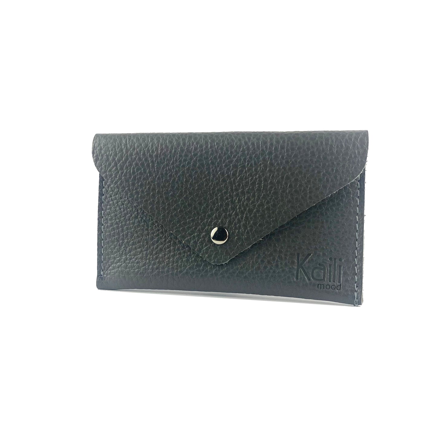 K0040FB | Bustina con pattina Made in Italy in Vera Pelle pieno fiore, grana dollaro - Colore Grigio - Dimensioni: cm 13 x 8 x 0,5 - Confezione: Gift Box rigido fondo/coperchio - www.Shopthatapp.com