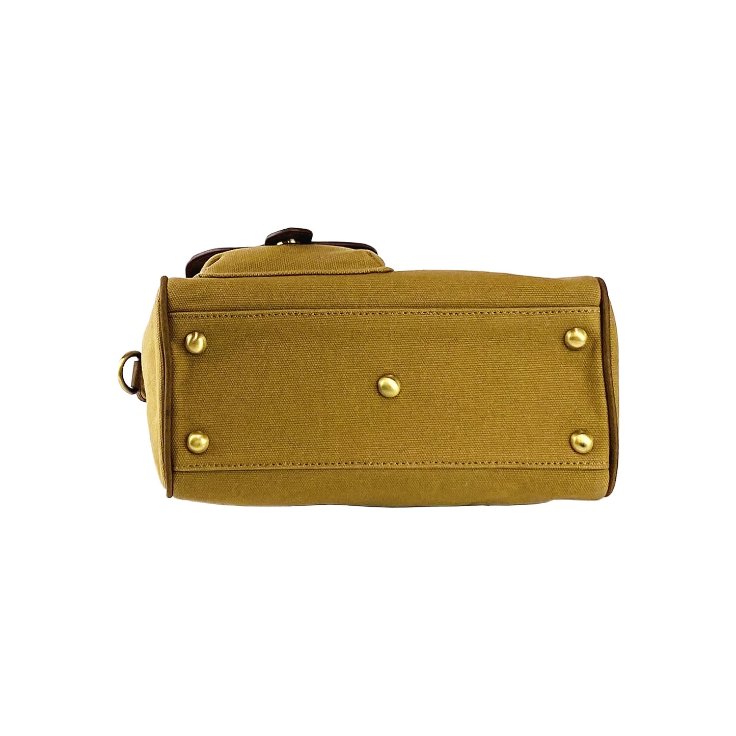 K0042BACB | Borsa a Mano Mini in Canvas/Vera Pelle Made in Italy. Tracolla removibile. Attacchi con moschettoni in metallo Ottone Anticato - Colore Nocciola - Dimensioni: cm 24 x 20 x 12 - www.Shopthatapp.com