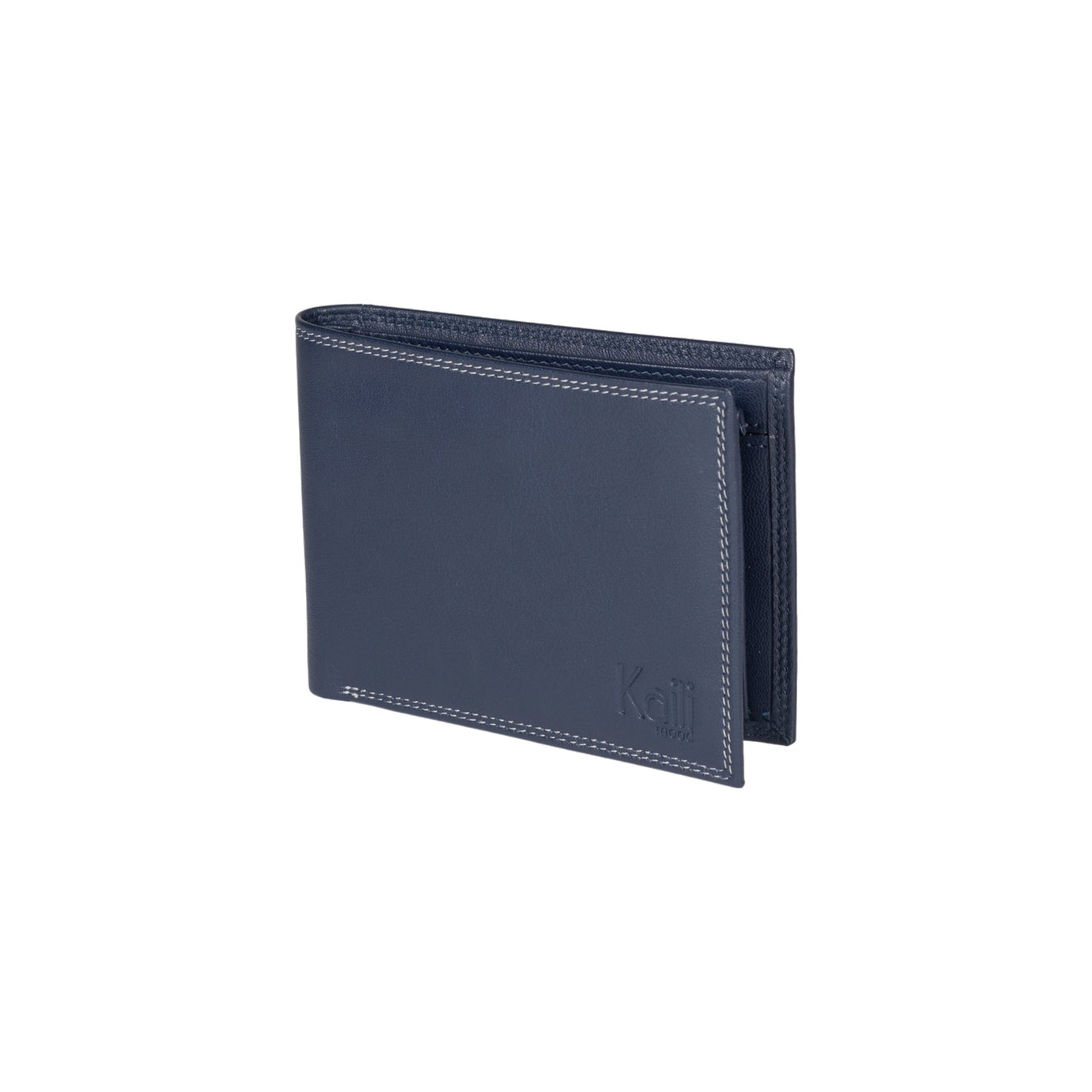 K10203DB | Portafogli Uomo in Vera Pelle pieno fiore, con leggera grana. Colore Blu. Tasca p/monete. Dimensioni da chiuso: cm 12,5 x 9,3 x 1. Confezione: Gift Box rigido fondo/coperchio - www.Shopthatapp.com