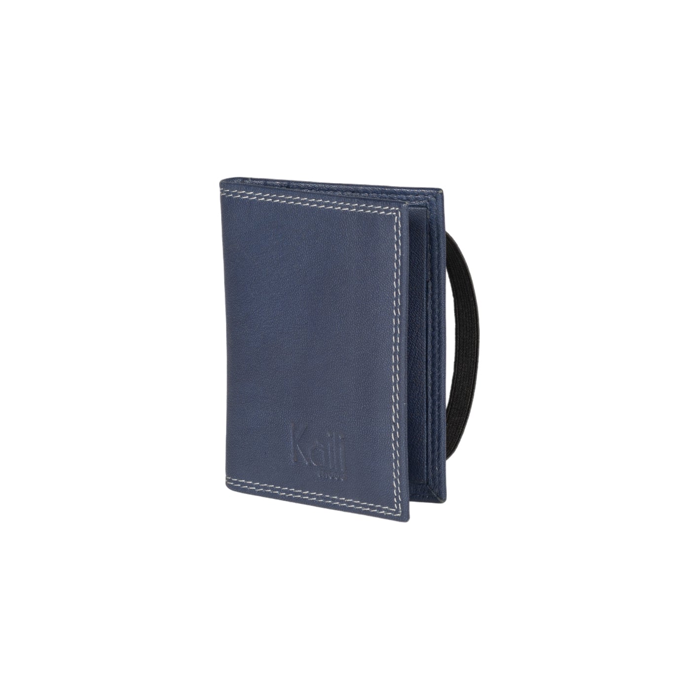 K10217DB | Porta Carte di Credito in Vera Pelle pieno fiore, con leggera grana. Colore Blu. Chiusura con elastico. Dimensioni da chiuso: cm 7 x 9,8 x 0,5. Confezione: Gift Box rigido fondo/coperchio - www.Shopthatapp.com