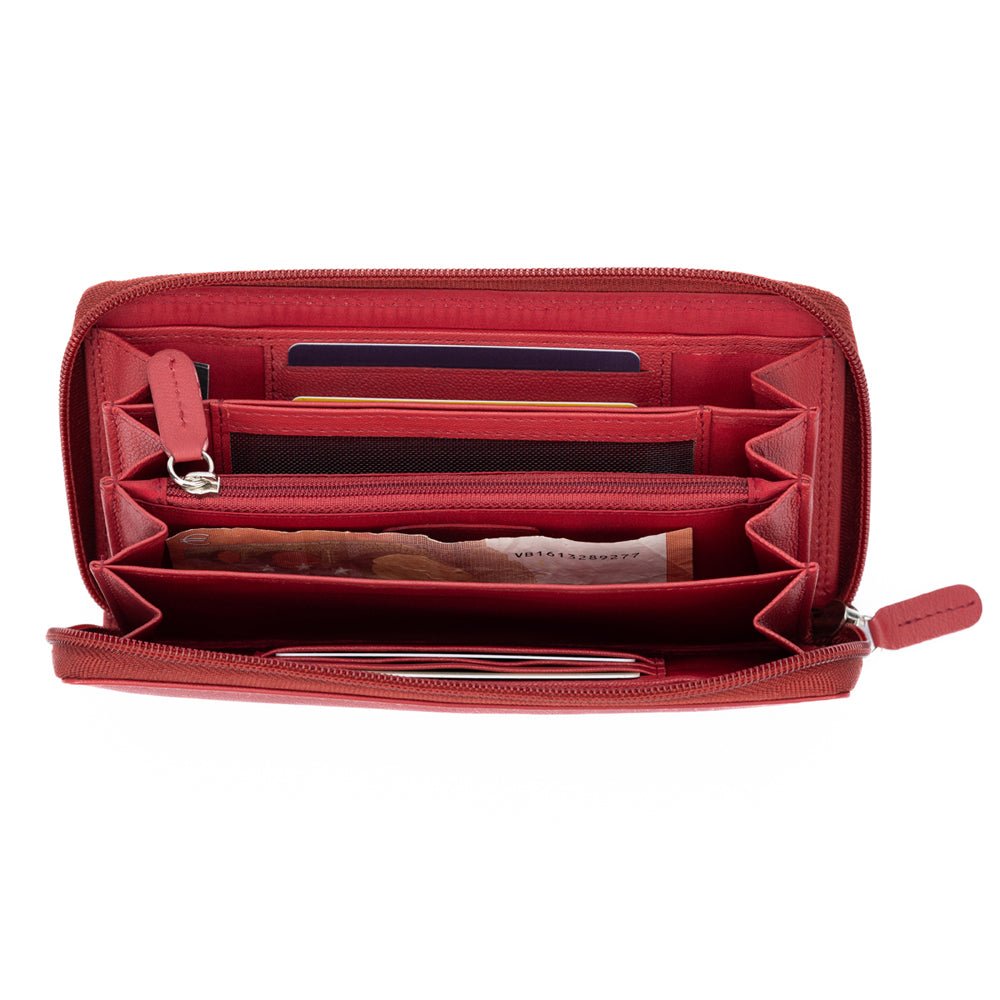 K10238VB | Portafogli Donna in Vera Pelle pieno fiore, con leggera grana. Colore Rosso. Dimensioni da chiuso: cm 18,5 x 10 x 2,5. Confezione: Gift Box rigido fondo/coperchio - www.Shopthatapp.com