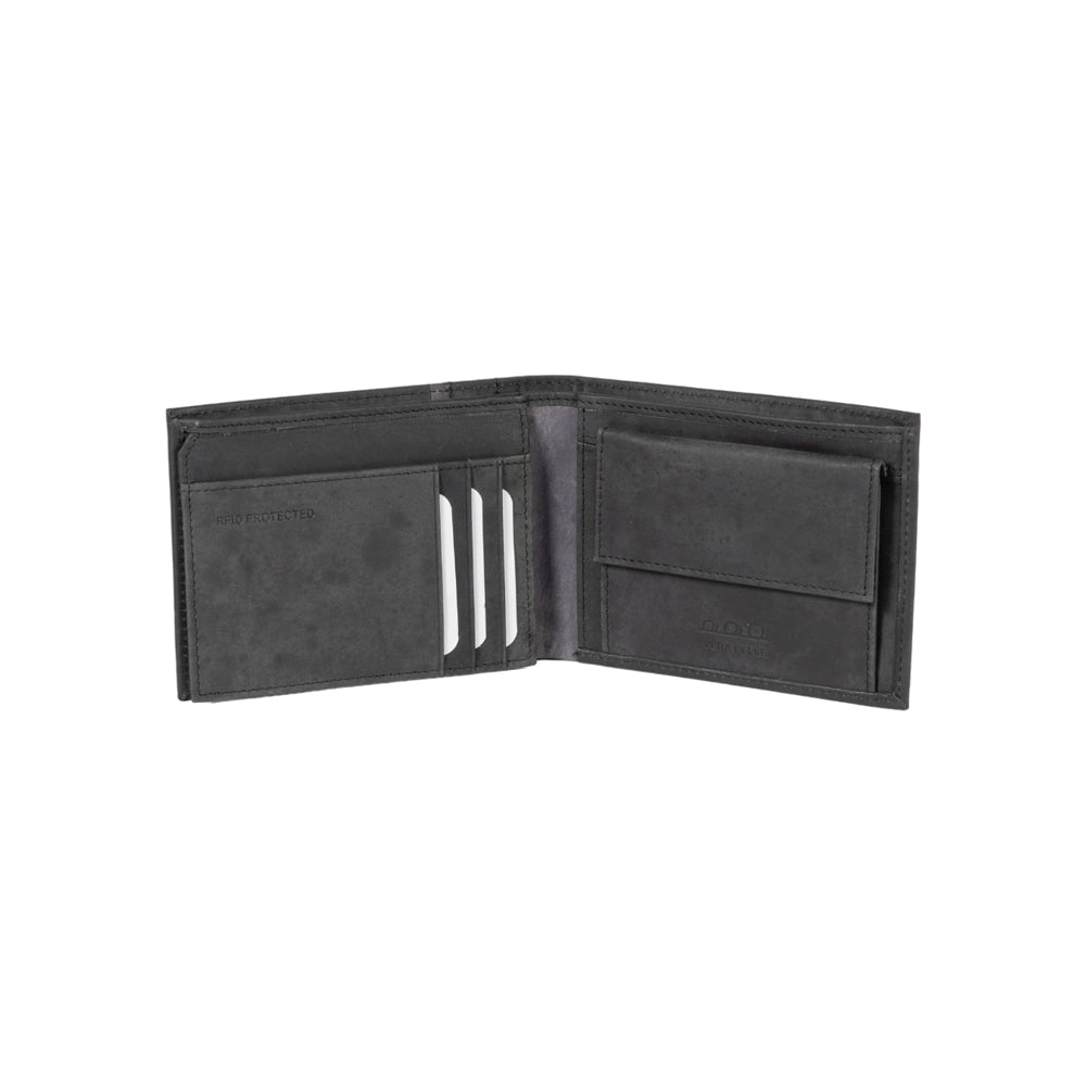 K12220AF | Portafogli Uomo in Vera Pelle pieno fiore, Naked. Colore Nero. Protezione RFID. Dimensioni da chiuso: cm 11,5 x 8,3 x 2. Confezione: Scatola regalo fondo/coperchio - www.Shopthatapp.com