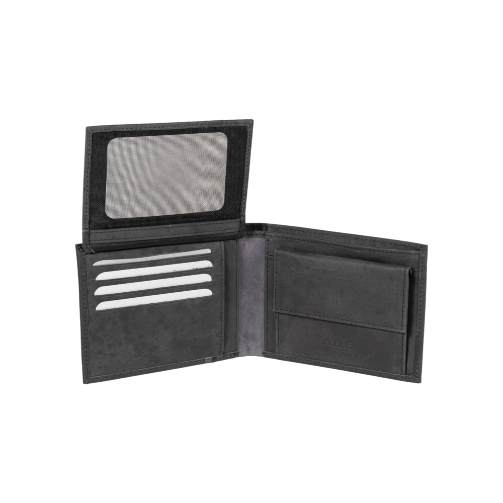 K12220AF | Portafogli Uomo in Vera Pelle pieno fiore, Naked. Colore Nero. Protezione RFID. Dimensioni da chiuso: cm 11,5 x 8,3 x 2. Confezione: Scatola regalo fondo/coperchio - www.Shopthatapp.com