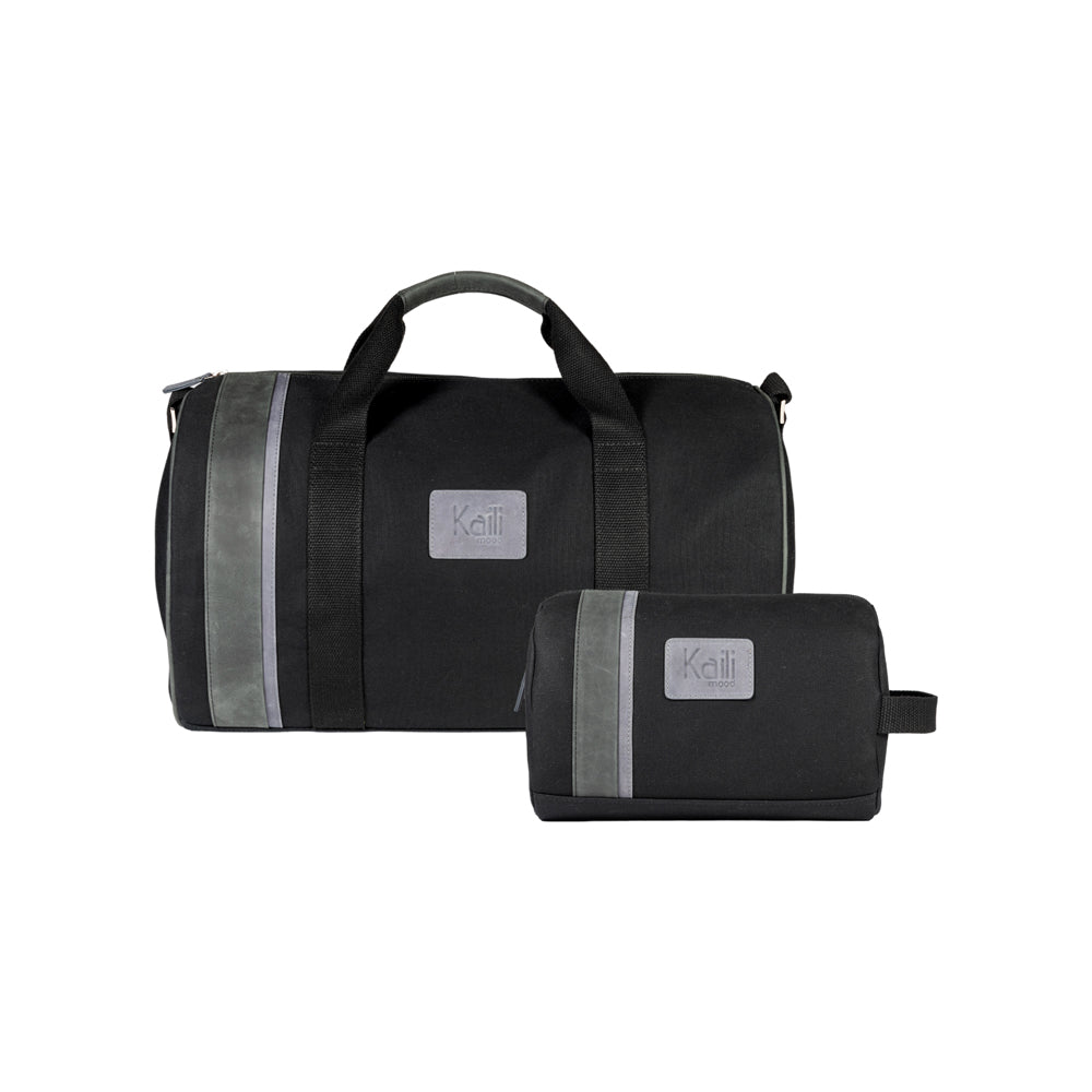 K2006AF | Borsone da Viaggio in Canvas di Cotone 100% /Vera Pelle, pieno fiore, Naked - Colore Nero, chiusura con lampo. Dimensioni: cm 45 x 25 x 28 - Confezione: Sacchetto in Tnt - www.Shopthatapp.com