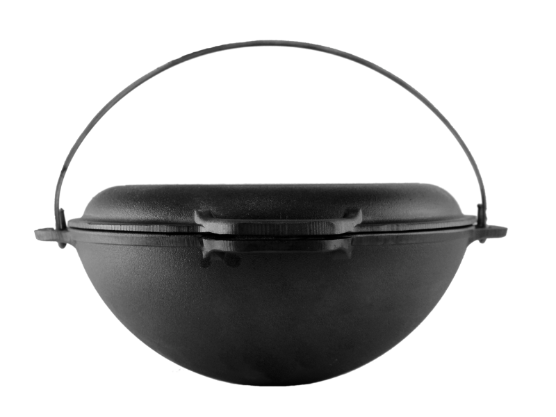 12 L Cast Iron Asian Cauldron with Skillet Lid & Metal Stand