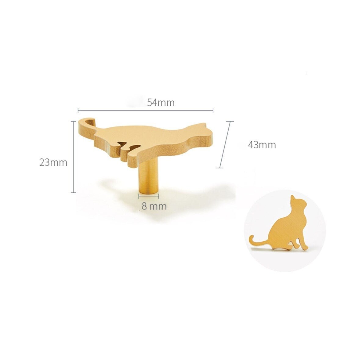 Cat Iron Knobs, Face To Left, Brass Finish - www.Shopthatapp.com