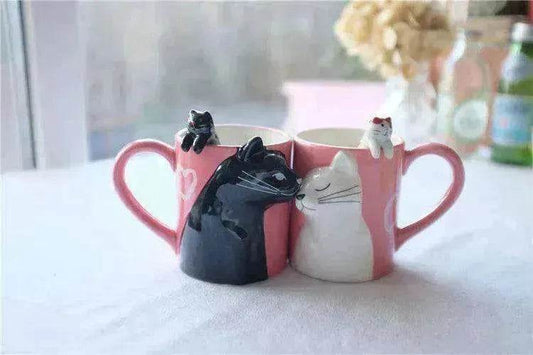 Kiss Cat Coffee Couple Handmade Mug - www.Shopthatapp.com
