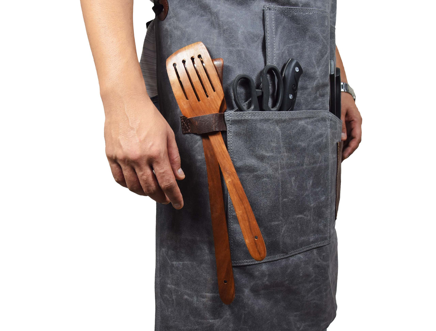 Fremont Leather Canvas Apron - Grey-Art and crafts-www.Shopthatapp.com-Tolredo Leather