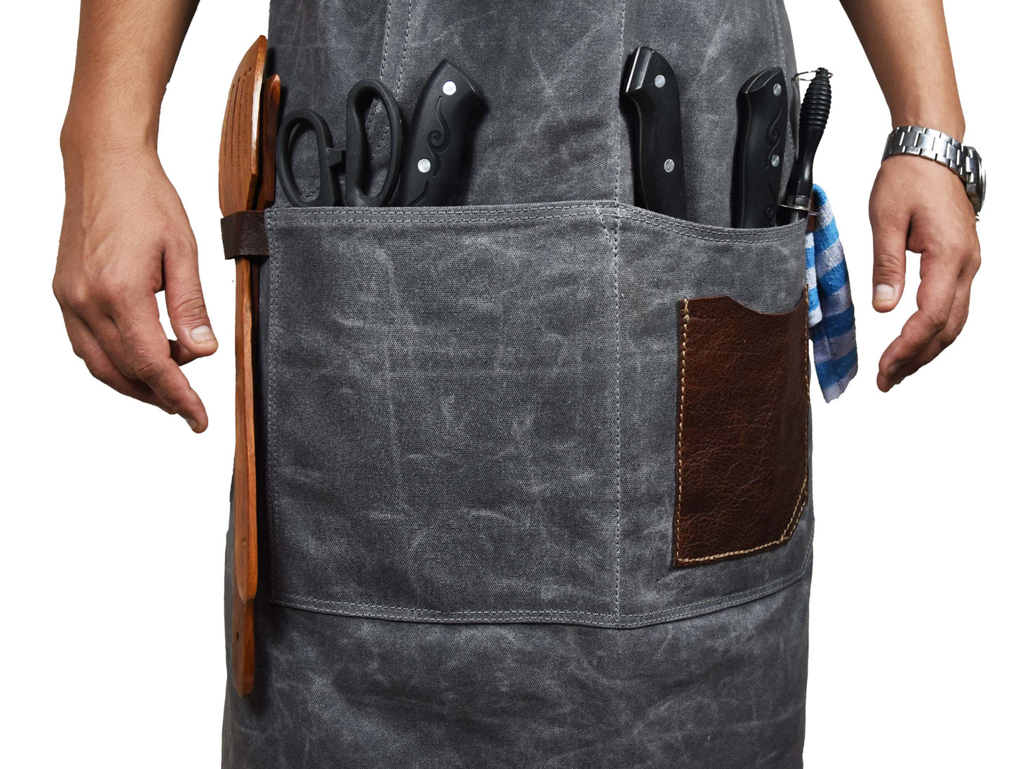 Fremont Leather Canvas Apron - Grey-Art and crafts-www.Shopthatapp.com-Tolredo Leather