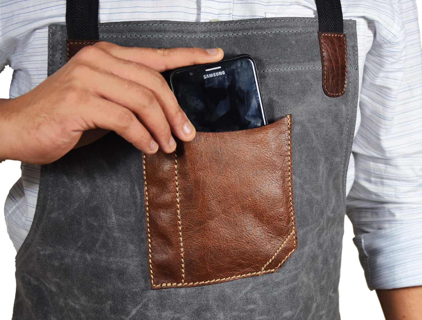 Fremont Leather Canvas Apron - Grey-Art and crafts-www.Shopthatapp.com-Tolredo Leather