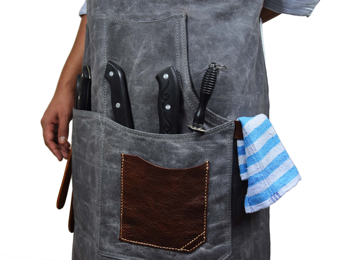 Fremont Leather Canvas Apron - Grey-Art and crafts-www.Shopthatapp.com-Tolredo Leather