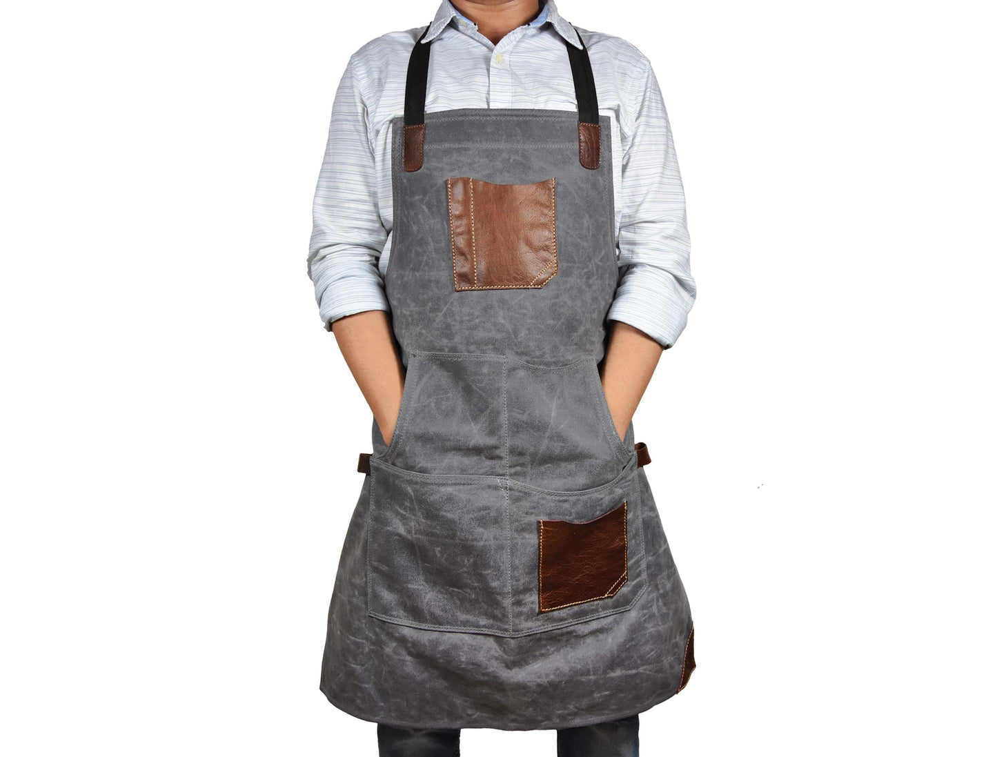 Fremont Leather Canvas Apron - Grey-Art and crafts-www.Shopthatapp.com-Tolredo Leather