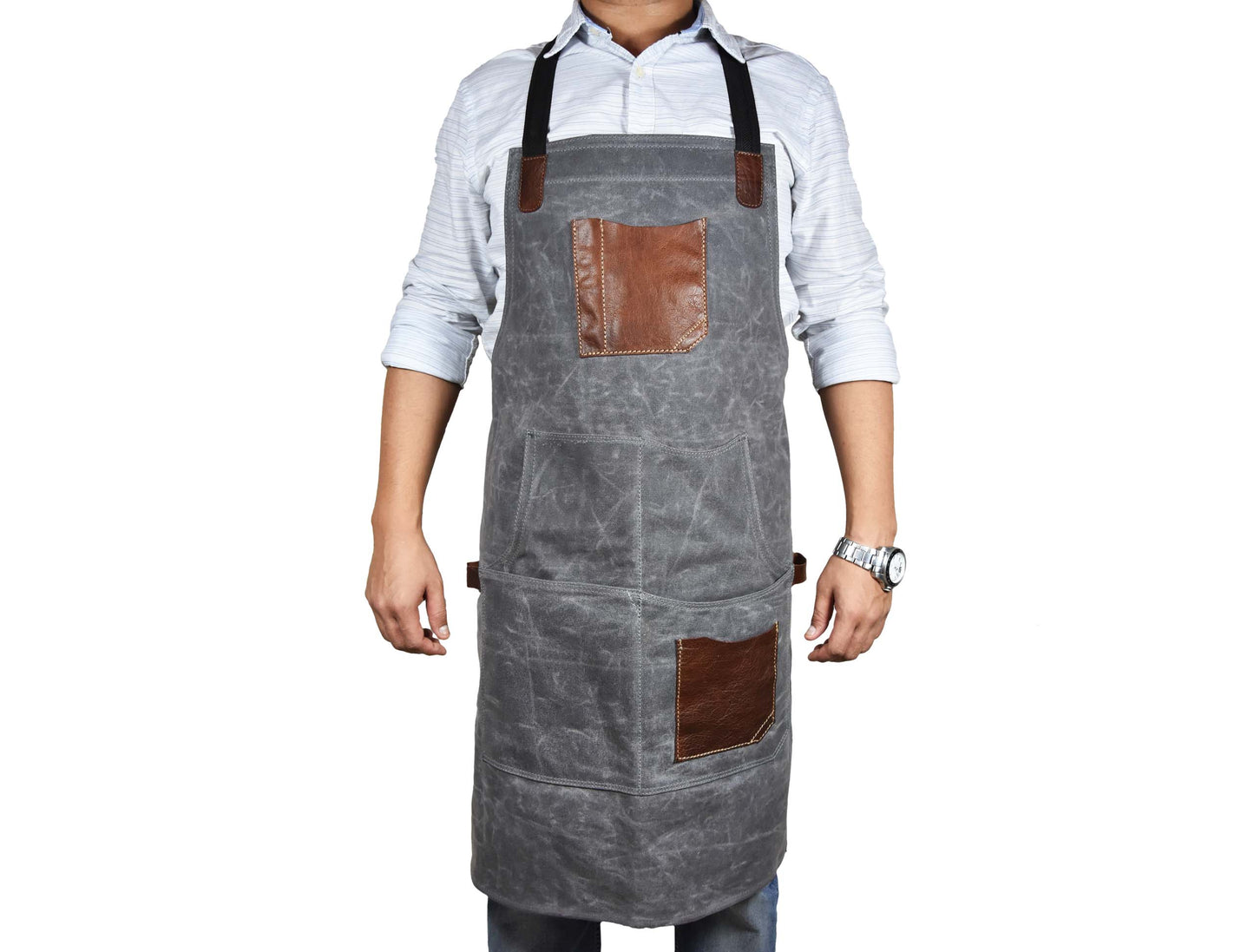 Fremont Leather Canvas Apron - Grey-Art and crafts-www.Shopthatapp.com-Tolredo Leather