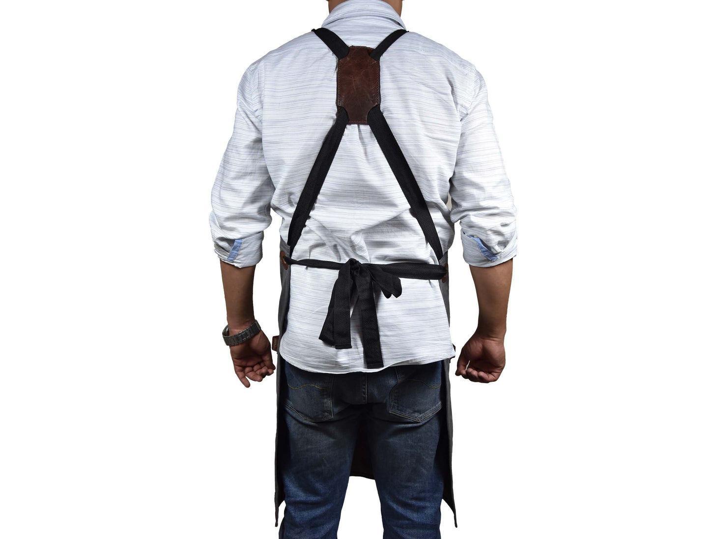 Fremont Leather Canvas Apron - Grey-Art and crafts-www.Shopthatapp.com-Tolredo Leather