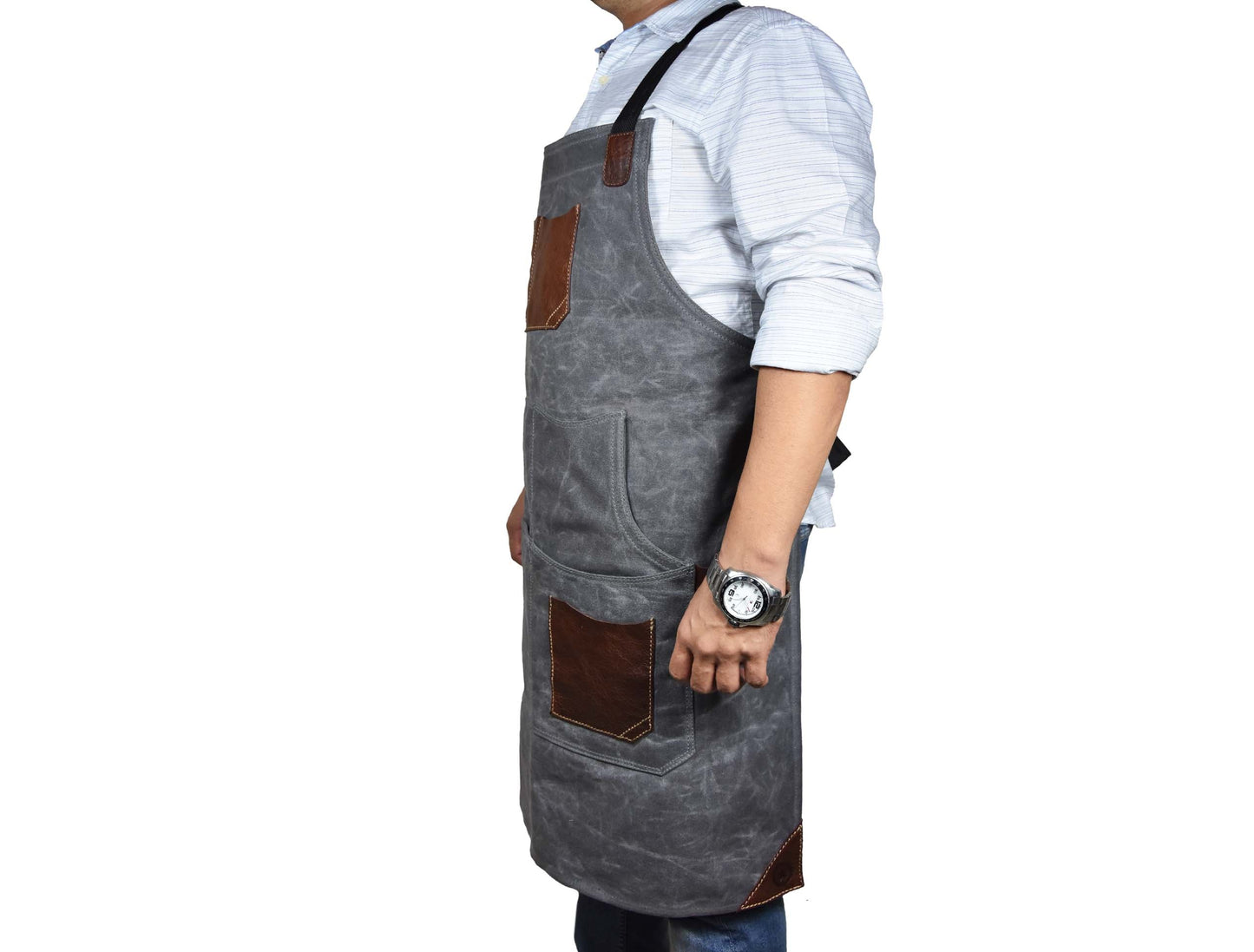 Fremont Leather Canvas Apron - Grey-Art and crafts-www.Shopthatapp.com-Tolredo Leather