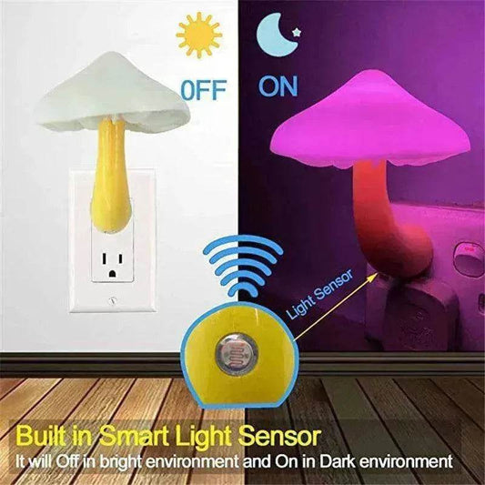 LED Mushroom Night Light Wall Lamp EU US Socket Plug - www.Shopthatapp.com