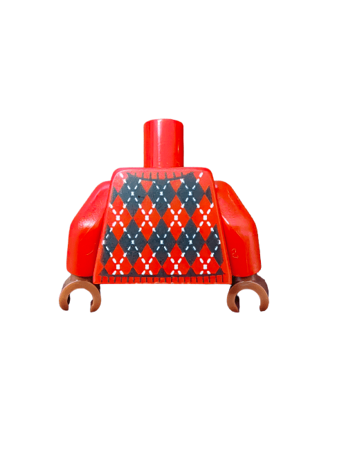 LEGO® 6345280 Torso, Knitted Argyle Sweater style, With a Blue Shirt Collar and Black Diamonds with a White Stitching - UB1085 - www.Shopthatapp.com #