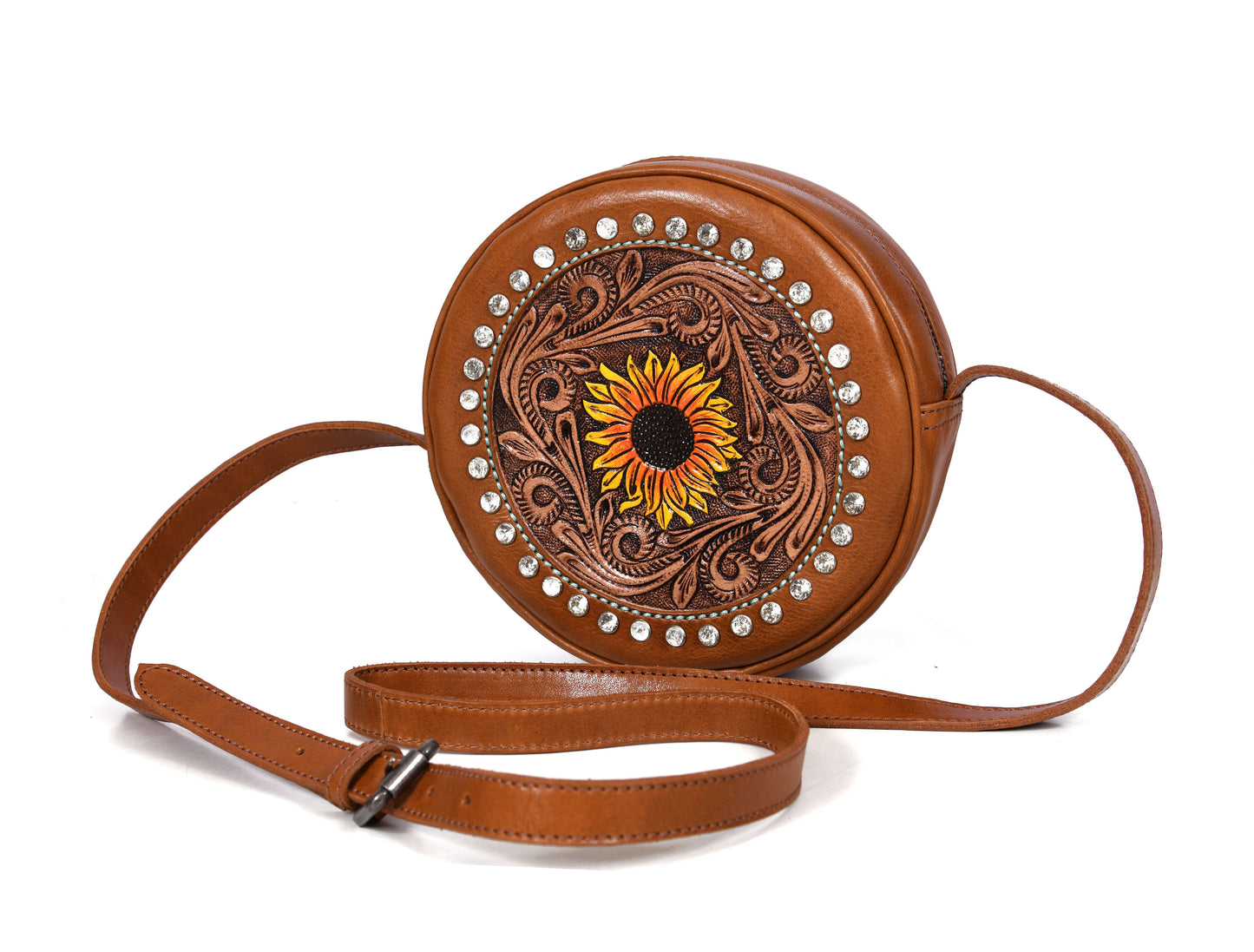 Gypsy Round Crossbody Purse-Everything leather-www.Shopthatapp.com-Tolredo Leather