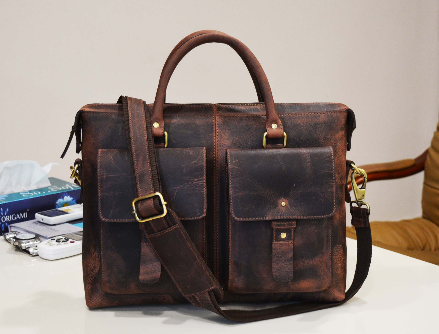 Berkeley Leather Portfolio Bag - Walnut Brown-Luggage and bags-www.Shopthatapp.com-Tolredo Leather