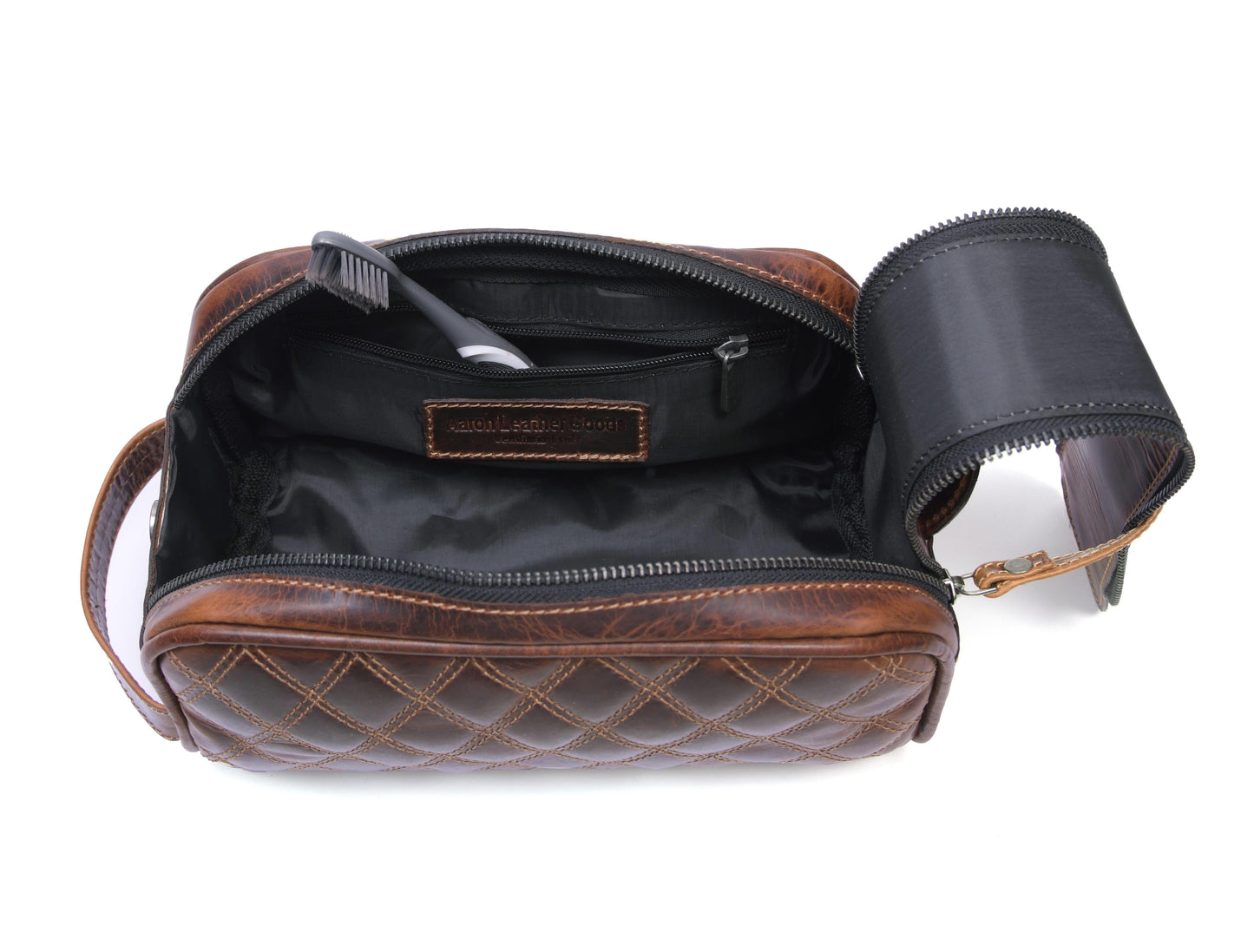 Quilted Leather Toiletry Bag - WB09-Handbags, purses, etc.-www.Shopthatapp.com-Tolredo Leather