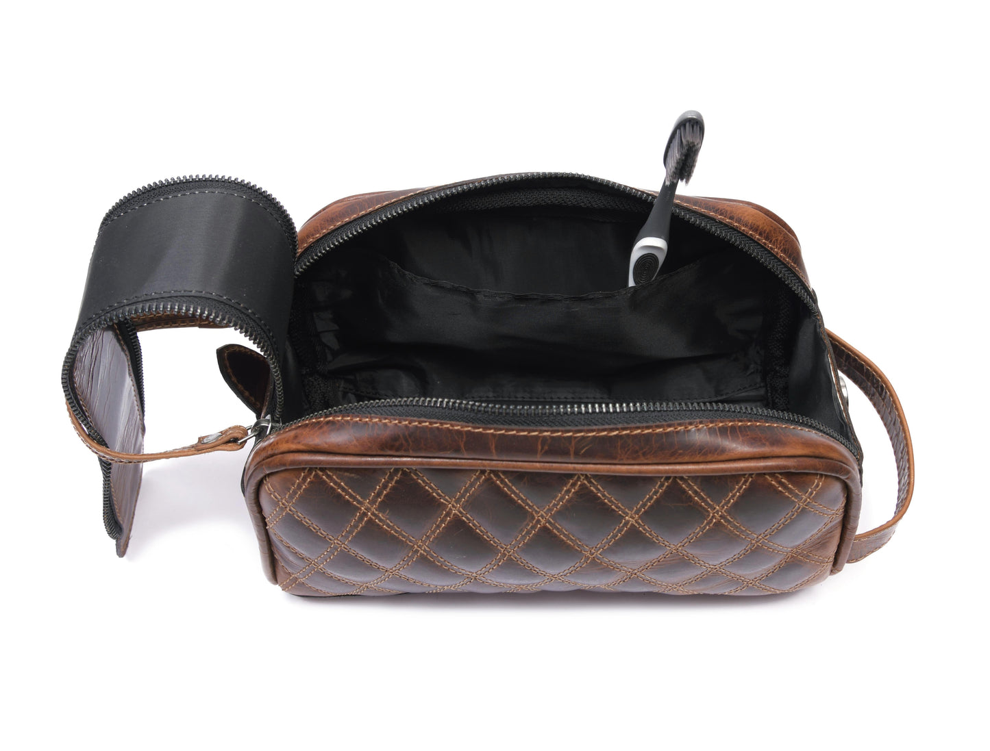 Quilted Leather Toiletry Bag - WB09-Handbags, purses, etc.-www.Shopthatapp.com-Tolredo Leather