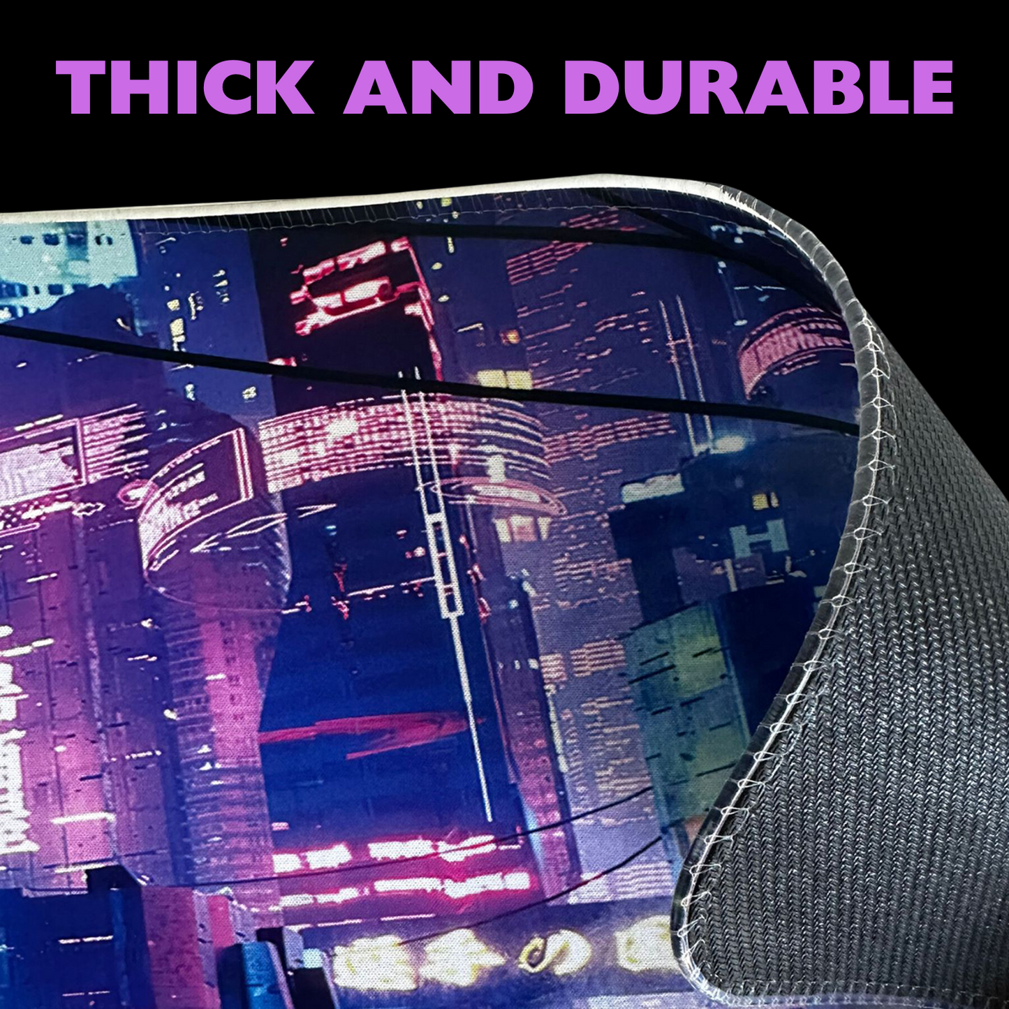 Tapis de souris LED Cyberpunk Night City Dystopian DS2, 7 lumières LED, surface lisse